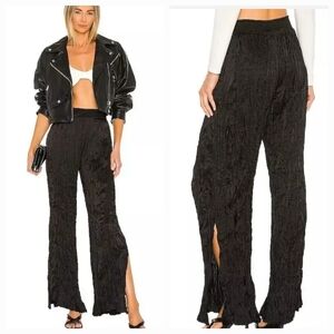 FRAME Silk Crinkle Wide Leg PJ Slit Pants M